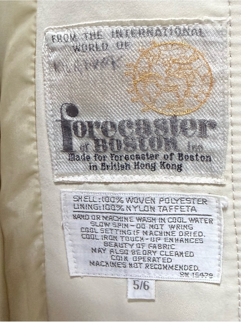 VTG Forecaster of Boston Belted Trench Coat Cream 5/6 - Picture 3 of 13